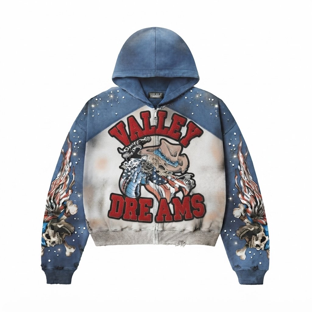 Valley Dreams Cowboy Studded Graphic Hoodie Valley Dreams Cowboy Studded Graphic Hoodie