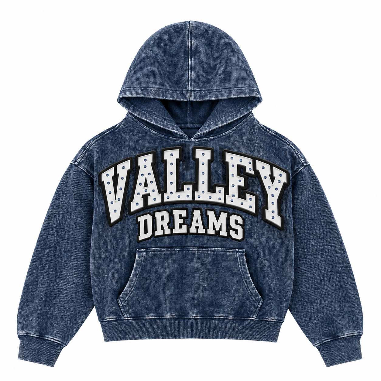 Valley Dreams Denim Varsity Hoodie Valley Dreams Denim Varsity Hoodie