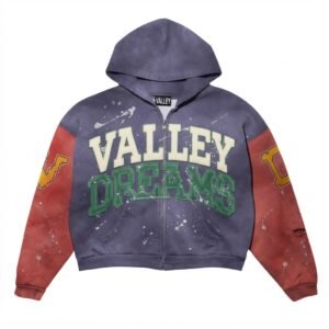 Valley Dreams Purple & Red Sleeve Zip Hoodie