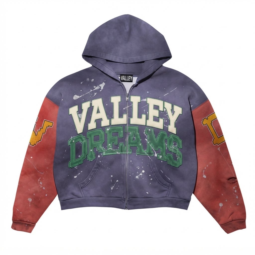Valley Dreams Purple & Red Sleeve Zip Hoodie Valley Dreams Purple & Red Sleeve Zip Hoodie