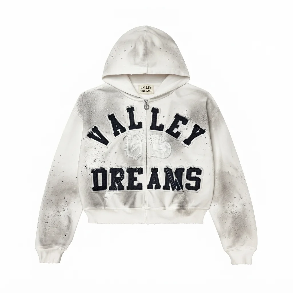 Valley Dreams Classico Zip Up Hoodie White